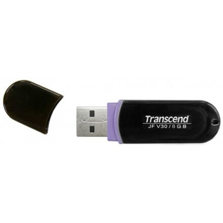 Transcend JetFlash V30 flashdisk 8GB USB 2.0 Hi-Speed, JetFlash Elite SW, Äierny