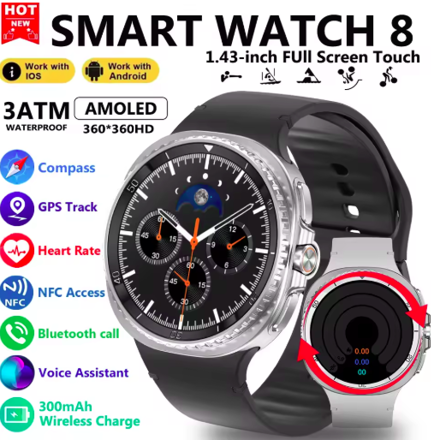 Watch 8 Ultra Classic Fashion Men GPS Map Compass NFC 3ATM