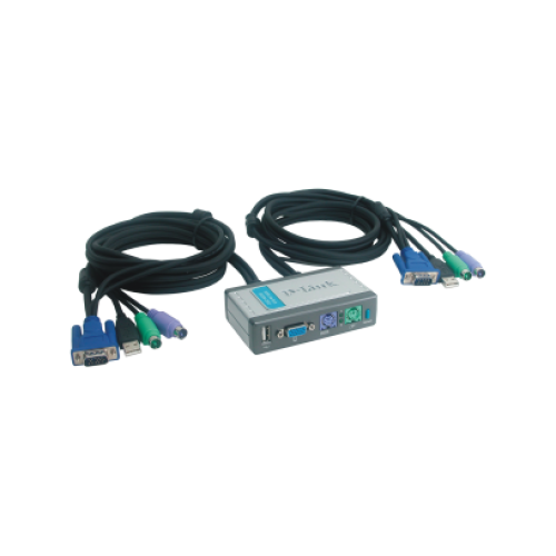 D-Link DKVM-2KU 2-Port KVM Switch with USB Port and Built-in Cables