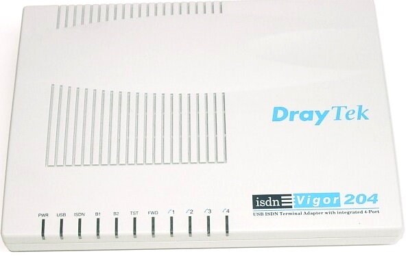 DrayTek Vigor 204, External ISDN Terminal Adapter via USB, 4 Analog Ports