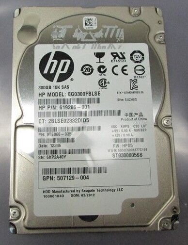 HP EG0300FBLSE, 300GB, 2.5" SAS HDD, 10K