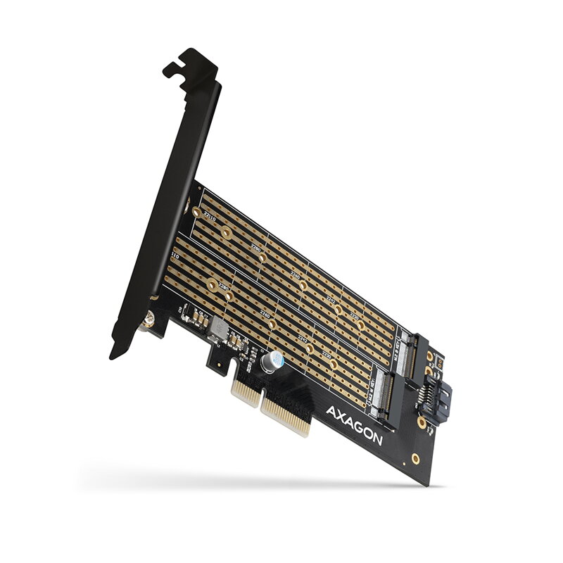 Axagon PCEM2‑D – PCIe NVMe + SATA M.2 adaptér